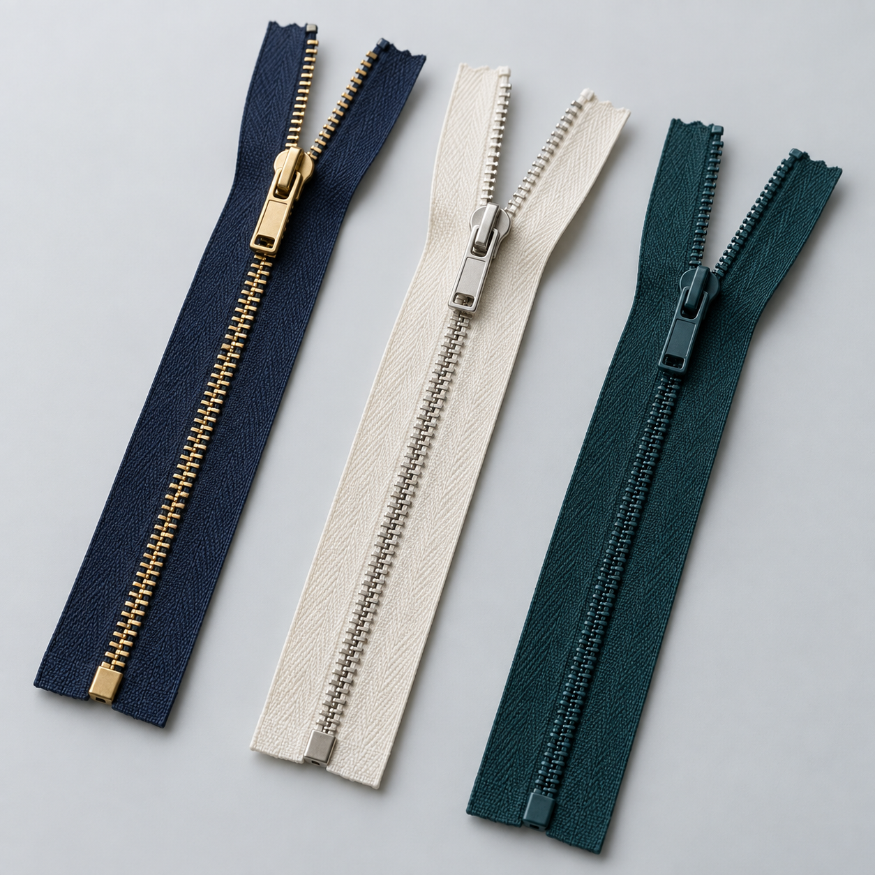 Zippers — AI-generated illustrative product arrangement